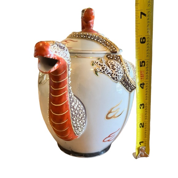 Dragon Ware Porcelain Tea Pot Vintage Moriage Japanese Made - Picture 9 of 10